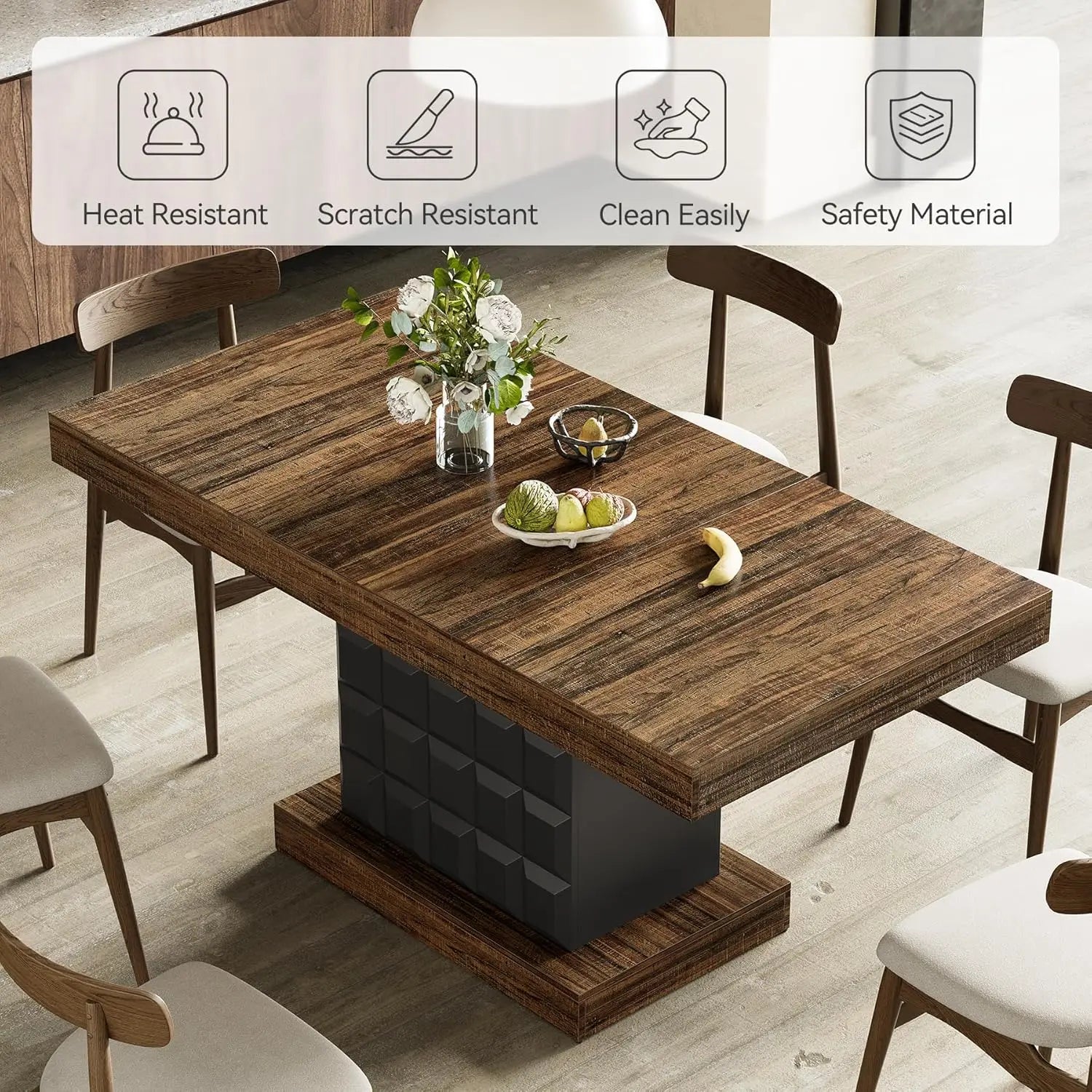 Modern Rectangular Dining Table for 4-6