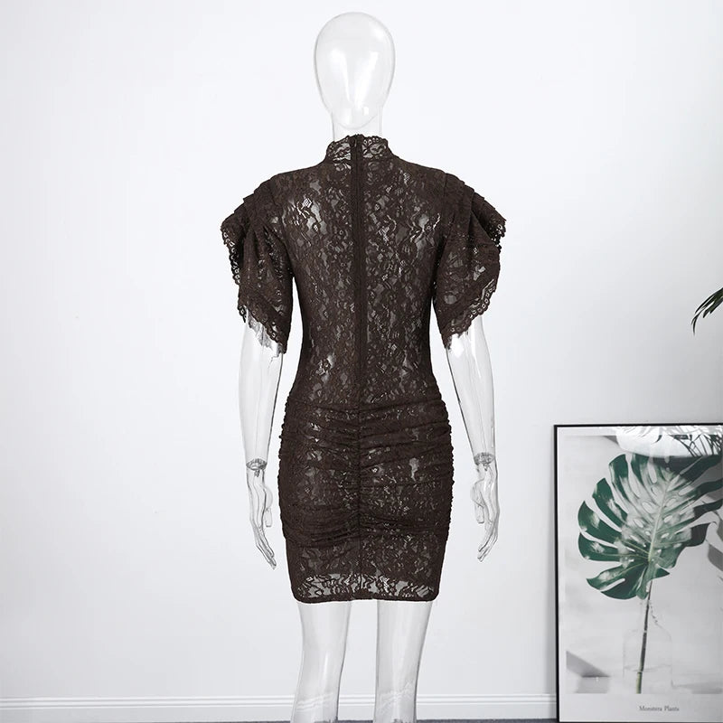 Fly Sleeve O-neck Evening Solid Dresses