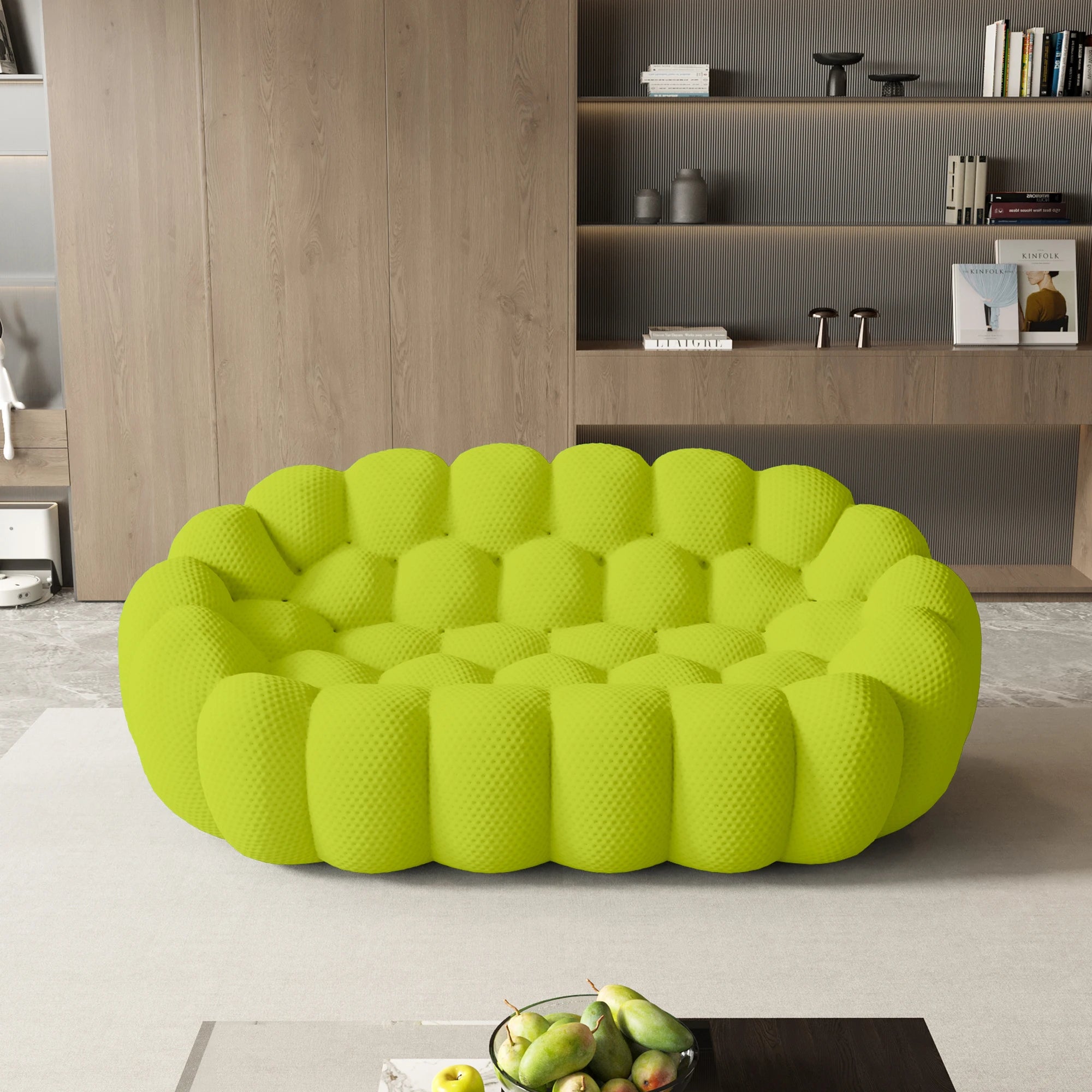 Sdorens 78'' Modern Curved Boneless Sofa Comfy 3D Knitted Fabric Loveseat Couch Football-Shaped.