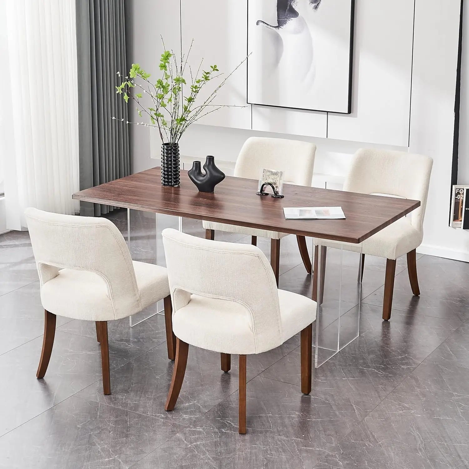 Wooden Upholstered Dining Chairs Set of 4