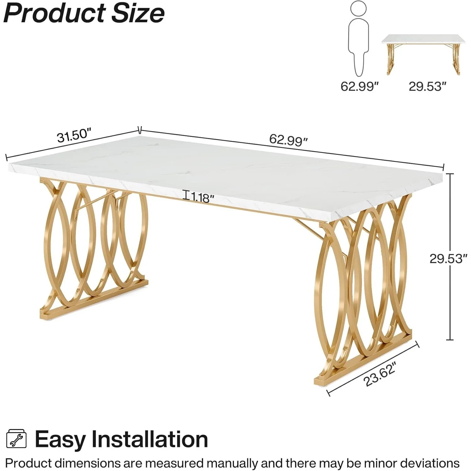 Modern Dining Table,Kitchen Table, Unique Rectangular Dinner Table
